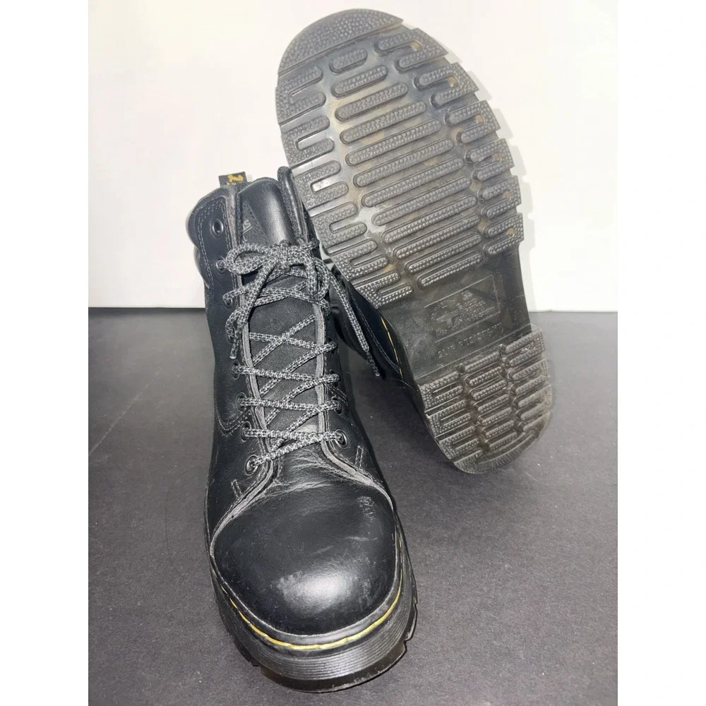 Dr. Doc Martens Steel Toe Boots Womens 7 US Black Leather ASTM F2413-18